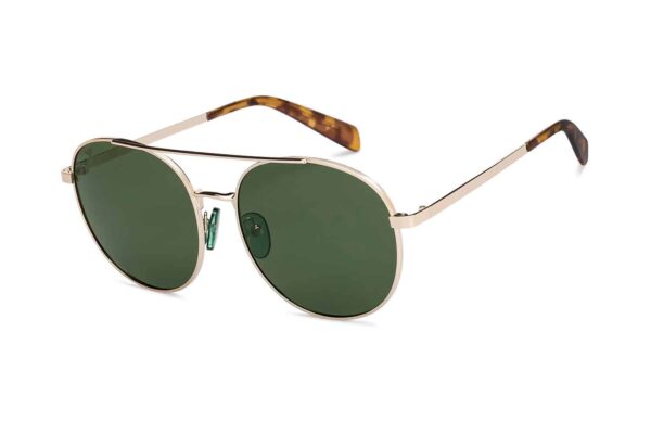 Gold - Green Full Rim Round Sunglasses - Image 2