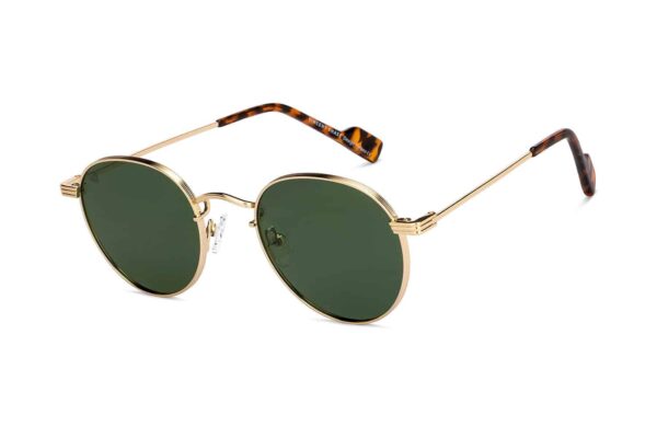 Gold & Green Full Rim Round Sunglasses - Image 2