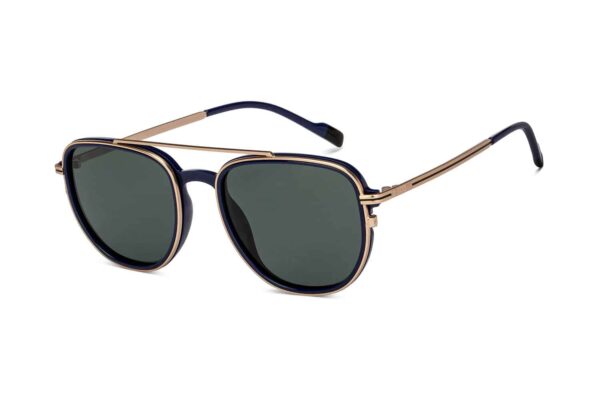 Gold Blue Full Rim Aviator Sunglasses - Image 2