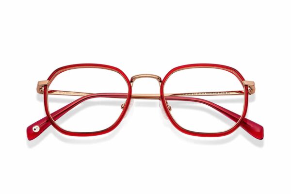 Gold Maroon Full Rim Wayfarer Eyeglasses - Image 2