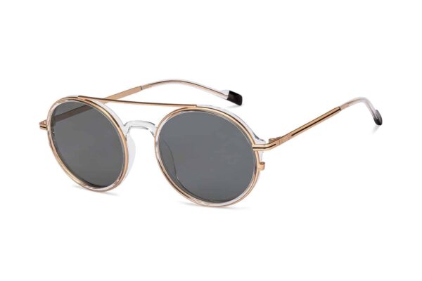 Gold Transparent Full Rim Round Sunglasses - Image 2