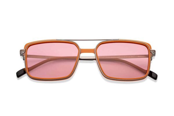 Gunmetal Orange Full Rim Rectangle Square Sunglasses - Image 2