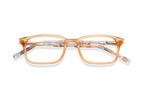 Orange Transparent Full Rim Rectangle Eyeglasses - Image 2