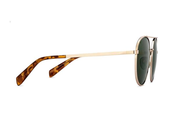 Gold - Green Full Rim Round Sunglasses - Image 3