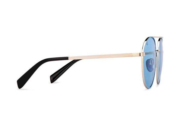 Gold Blue Full Rim Round Sunglasses - Image 3