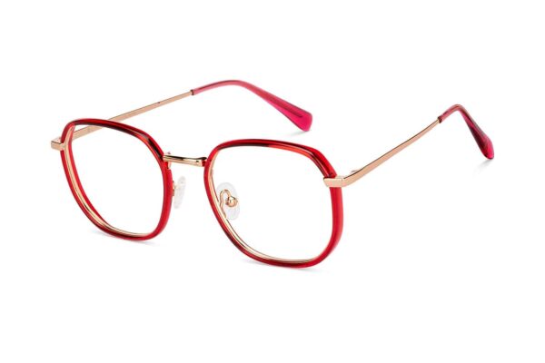 Gold Maroon Full Rim Wayfarer Eyeglasses - Image 3