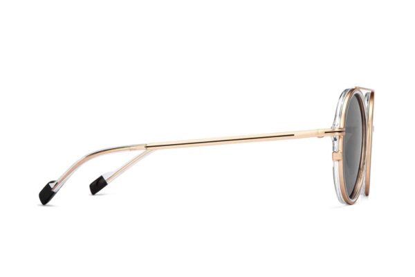 Gold Transparent Full Rim Round Sunglasses - Image 3