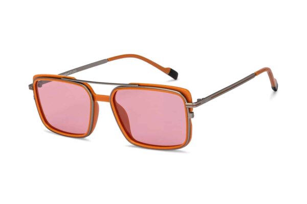 Gunmetal Orange Full Rim Rectangle Square Sunglasses - Image 3