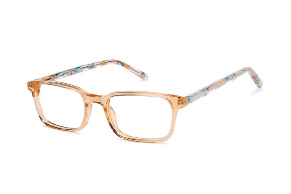 Orange Transparent Full Rim Rectangle Eyeglasses - Image 3