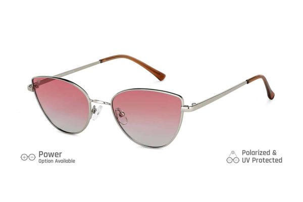 Silver Full Rim Cat Eye Sunglasses - Image 3