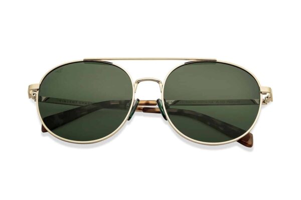 Gold - Green Full Rim Round Sunglasses - Image 4