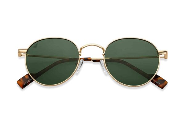 Gold & Green Full Rim Round Sunglasses - Image 4