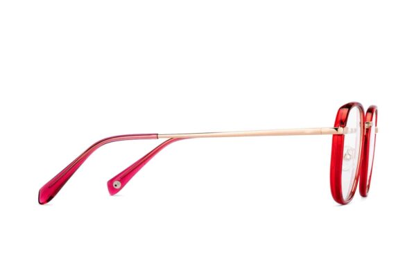 Gold Maroon Full Rim Wayfarer Eyeglasses - Image 4