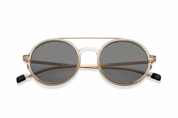 Gold Transparent Full Rim Round Sunglasses - Image 4