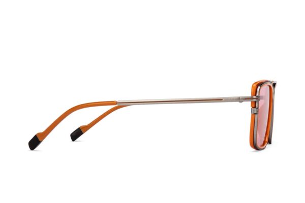 Gunmetal Orange Full Rim Rectangle Square Sunglasses - Image 4